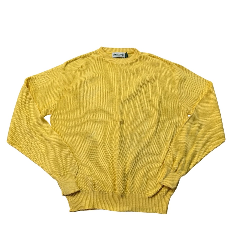 American Eagle Sweater Mens L Yellow Excellent Vintage 90s Cotton Knit USA